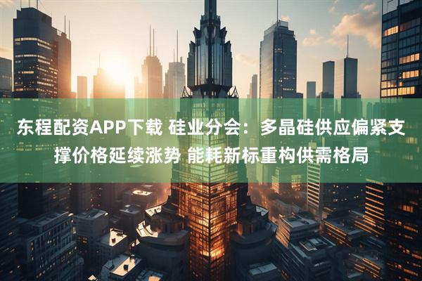 东程配资APP下载 硅业分会：多晶硅供应偏紧支撑价格延续涨势 能耗新标重构供需格局